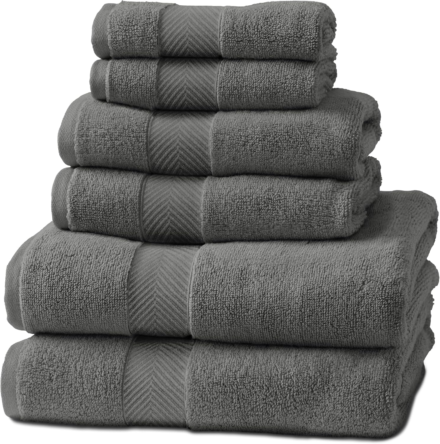 Viscose from Bamboo Bath Towels Set of 6 - Extra Plush 700 GSM Quick Dry Cotton Blend for Luxury Bathroom Comfort - Super Soft, Large, Absorbent - Graphite