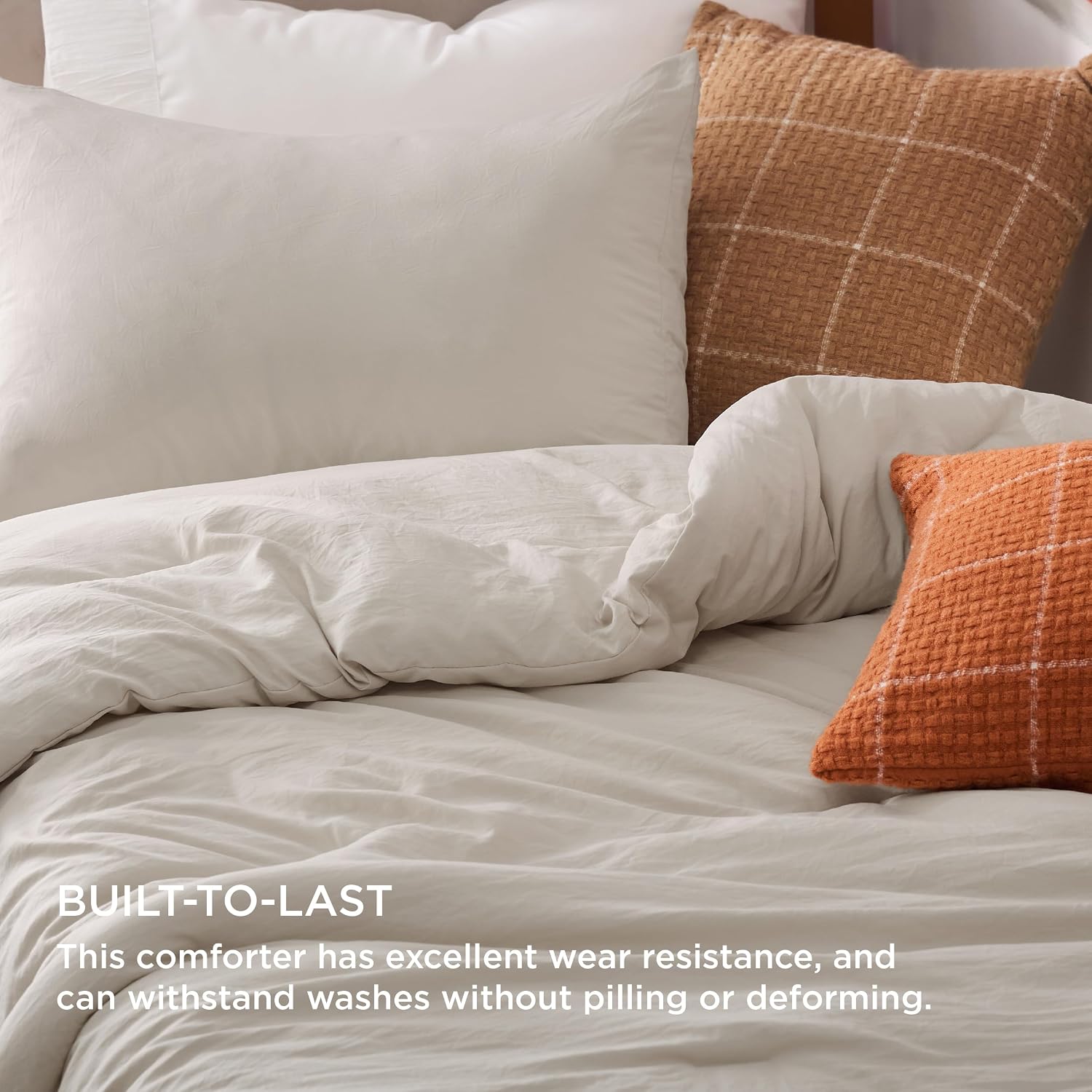 Bedsure Twin/Twin XL Comforter Set, Beige Soft Prewashed Bedding for All Seasons, 2 Pieces GentleSoft™ Bed Set, 1 Lightweight Comforter (68"x88") and 1 Pillowcase (20"x26") - Image 3