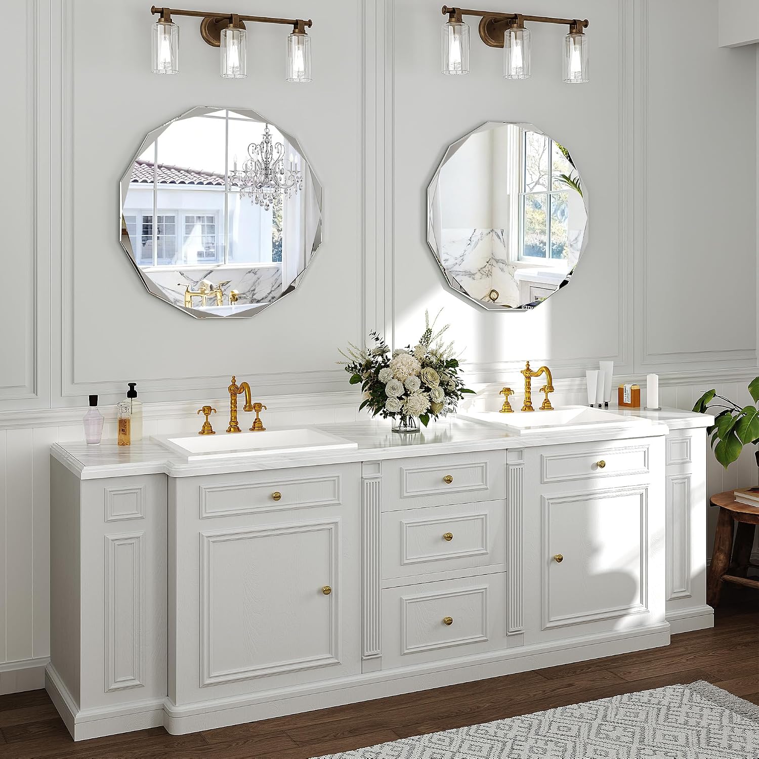 Krymnar 30x30 Inch Round Beveled Bathroom Mirror, Circle Frameless Copper-Free Silver Mirror, Modern Vanity Mirror, Decorative Wall Mirrors for Restroom, Bedroom, Living Room, Bathroom, Entryway - Image 6