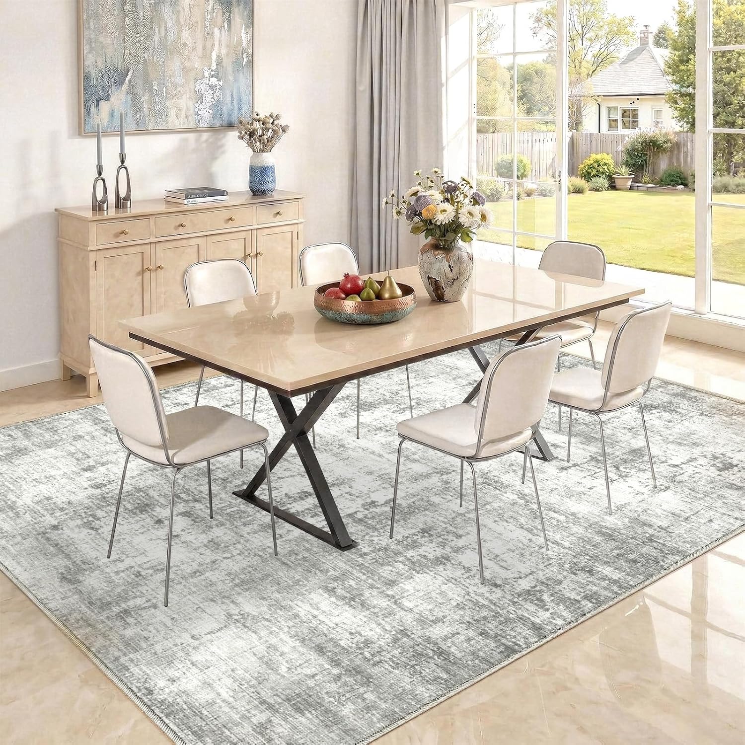 8x10 Area Rugs Washable Living Room Rug-No Slip Soft Carpets Modern Abstract Indoor Floor Stain Resistant Large Carpet for Bedroom Dining Room Farmhouse Nursery Home Office Grey - Image 6