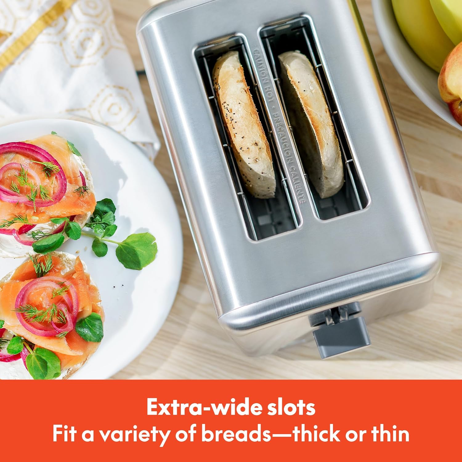 bella Stainless Steel 2 Slice Toaster with Extra Wide Slots & Removable Crumb Tray - 6 Browning Options, Auto Shut Off & Reheat Function - Toast Bread, Bagel & Waffle - Image 3