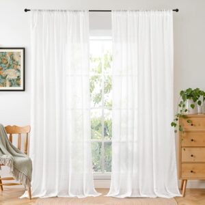 BGment White Linen Semi Sheer Curta...