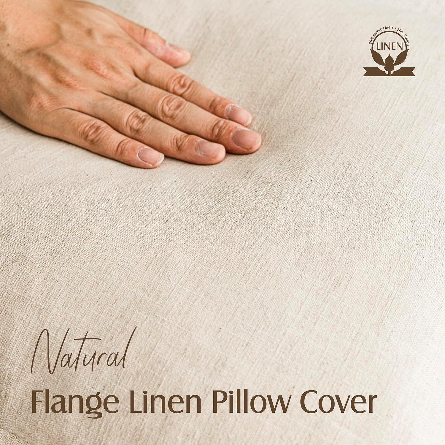 Foindtower Pack of 2, Decorative Linen Soild Throw Pillow Covers Soft Accent Cushion Case Boho Farmhouse Neutral Pillowcase for Couch Sofa Bedroom Living Room Home Decor 20 x 20 Inch Natural Beige - Image 2