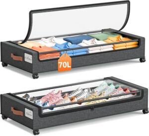 Yecaye 70L Under Bed Storage with W...