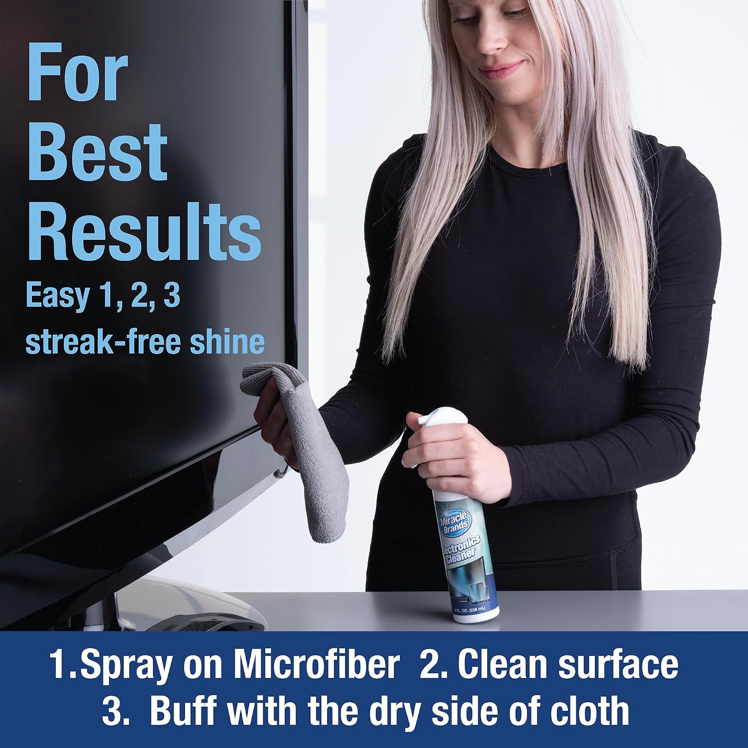 MiracleSpray for Electronics Cleaning, Safe Multisurface Cleaner for Any TV, Phone, Monitor, Keyboard, Screen, Computer, Includes Microfiber Towel - 8 Ounce Kit - Image 6