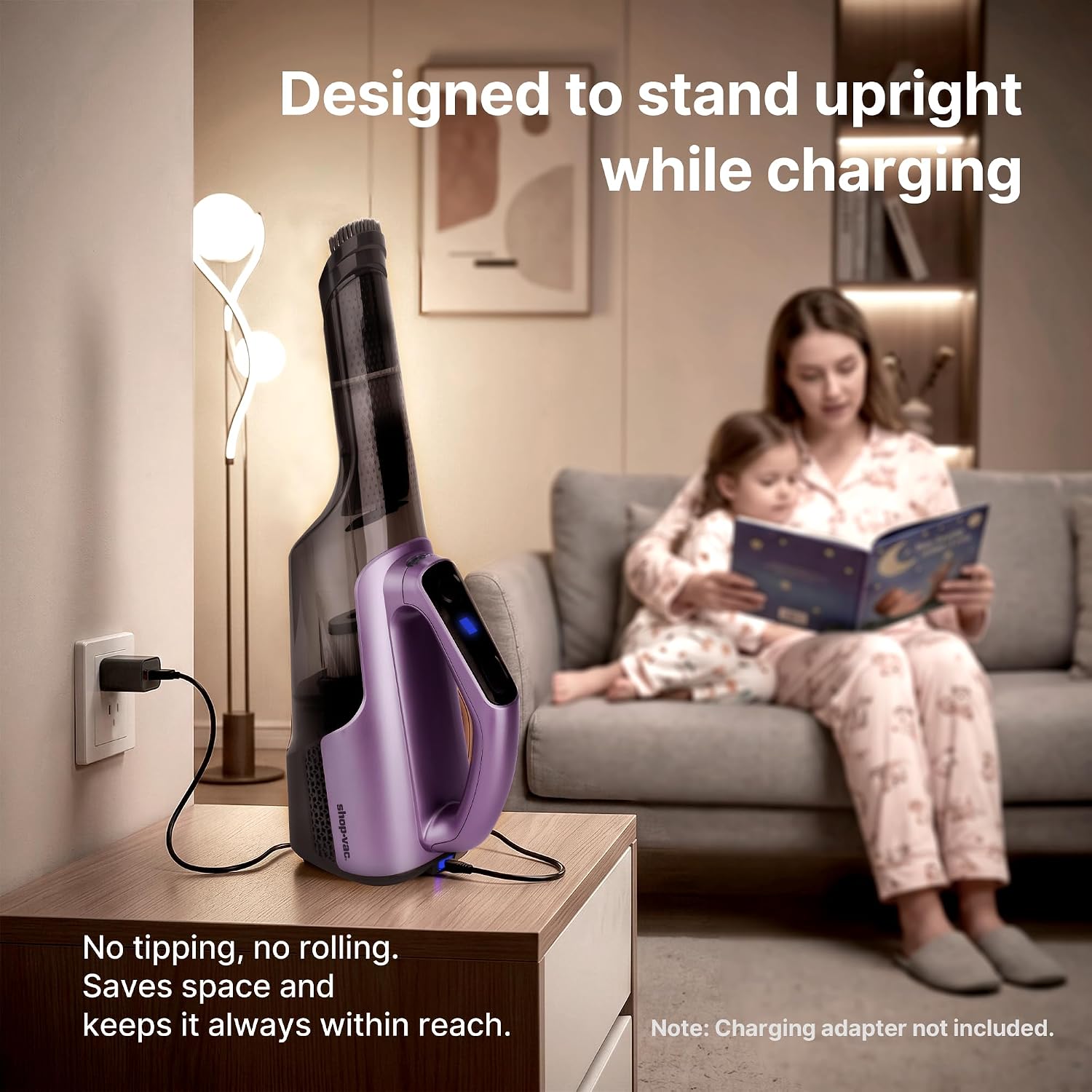 Shop-Vac S3 20V Handheld Vacuum Cordless, Dual-Speed Powerful Portable Car Vacuum Rechargeable, Wall-Mounted Lightweight Hand Vacuum for Home & Car, LED Light, HEPA Filter, Purple - Image 9