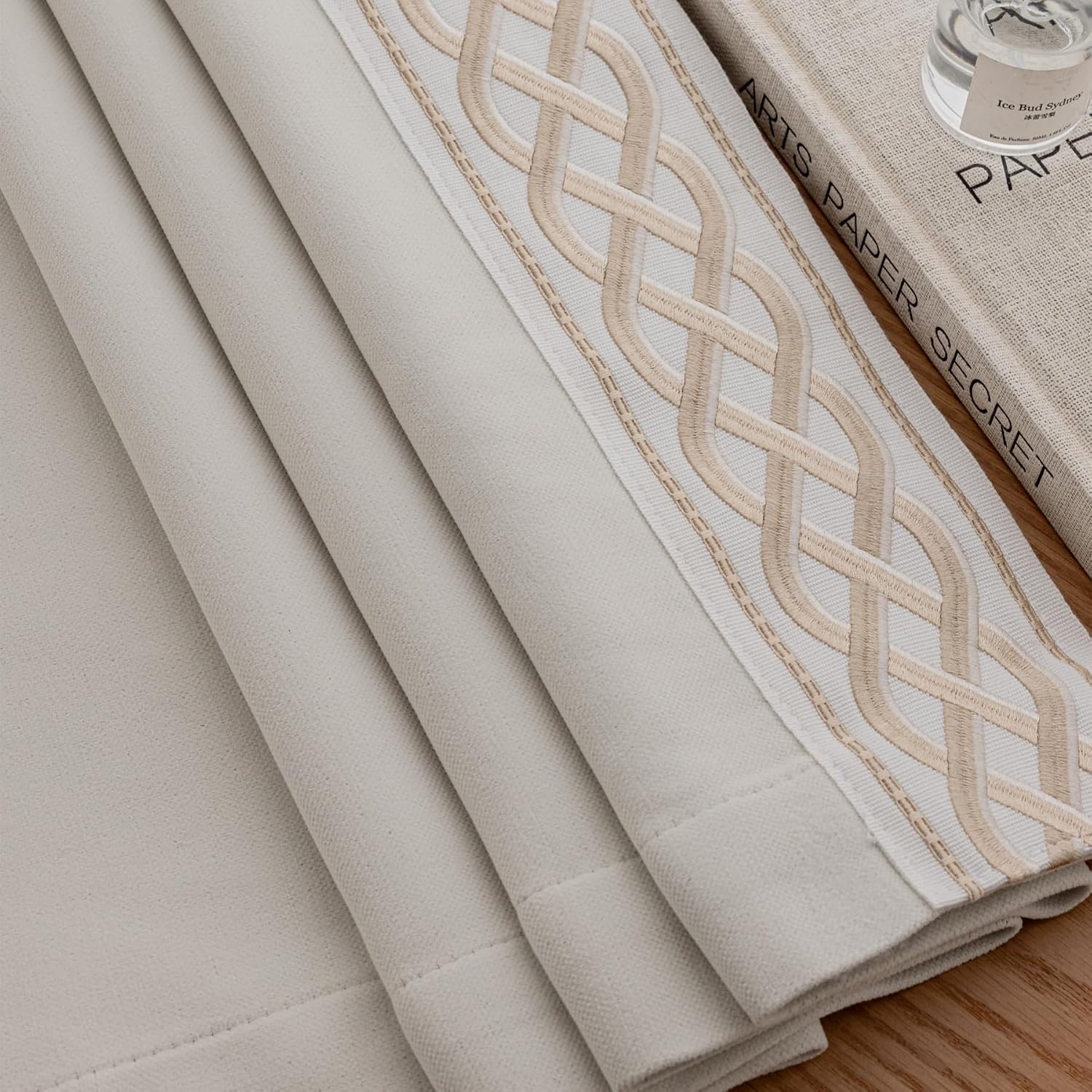 VisionaryHomeDesign X Kinsey Walsh Lilly Room Darkening Velvet Curtain Pair, Pinch Pleat Memory Trained Drapes,Dense Smooth and Velvety (Soft Cream, 50” w x 96” L) - Image 9