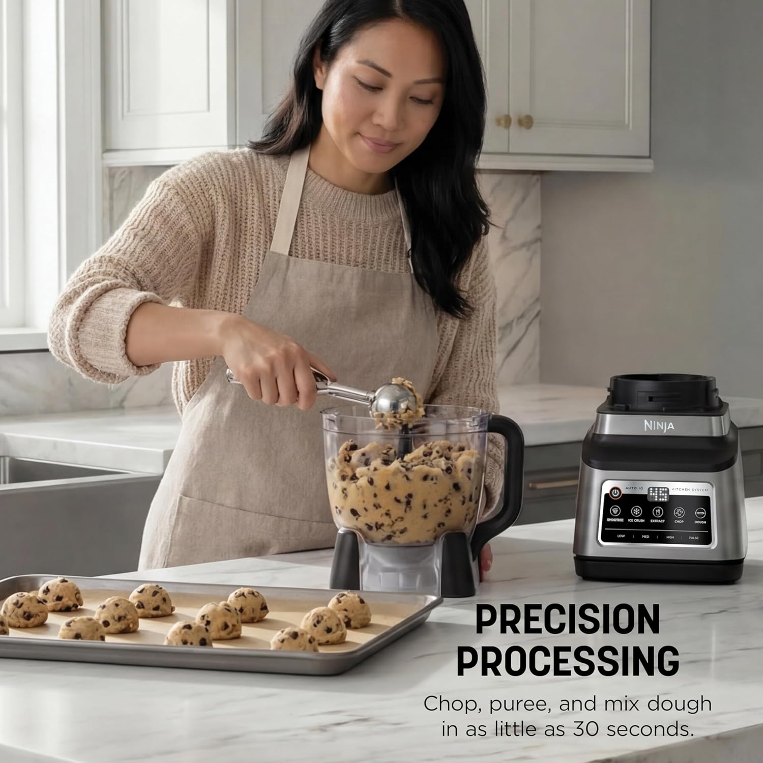Ninja BN801 Professional Plus Kitchen System, 1400 WP, 5 Functions for Smoothies, Chopping, Dough & More with Auto IQ, 72-oz.* Blender Pitcher, 64-oz. Processor Bowl, (2) 24-oz. To-Go Cups, Grey - Image 5