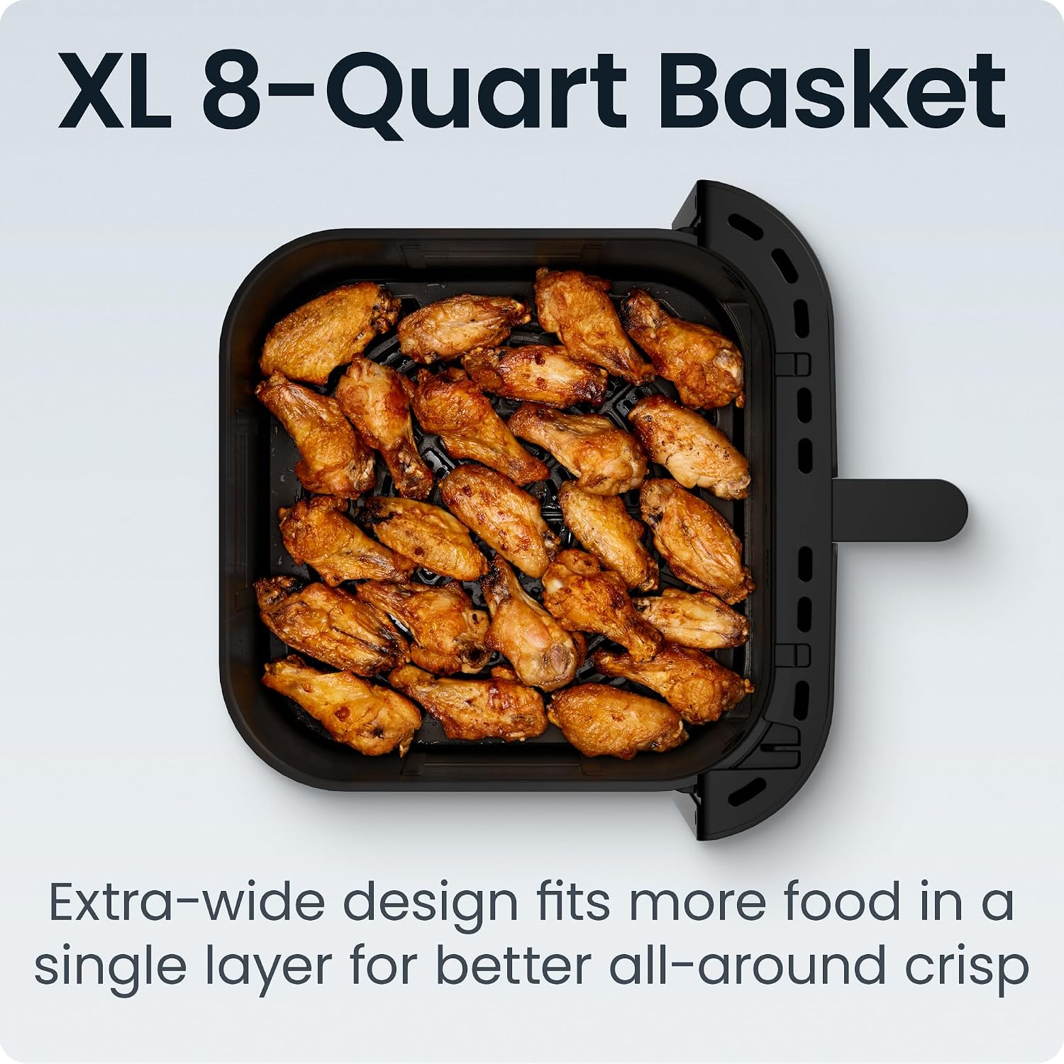 Chefman Crispinator Air Fryer 6-in-1 with 8 Qt capacity, 450°F Max Temp with TurboFry Pro Technology for Fast and Even Results, Viewing Window, Nonstick Ceramic Basket - Image 6