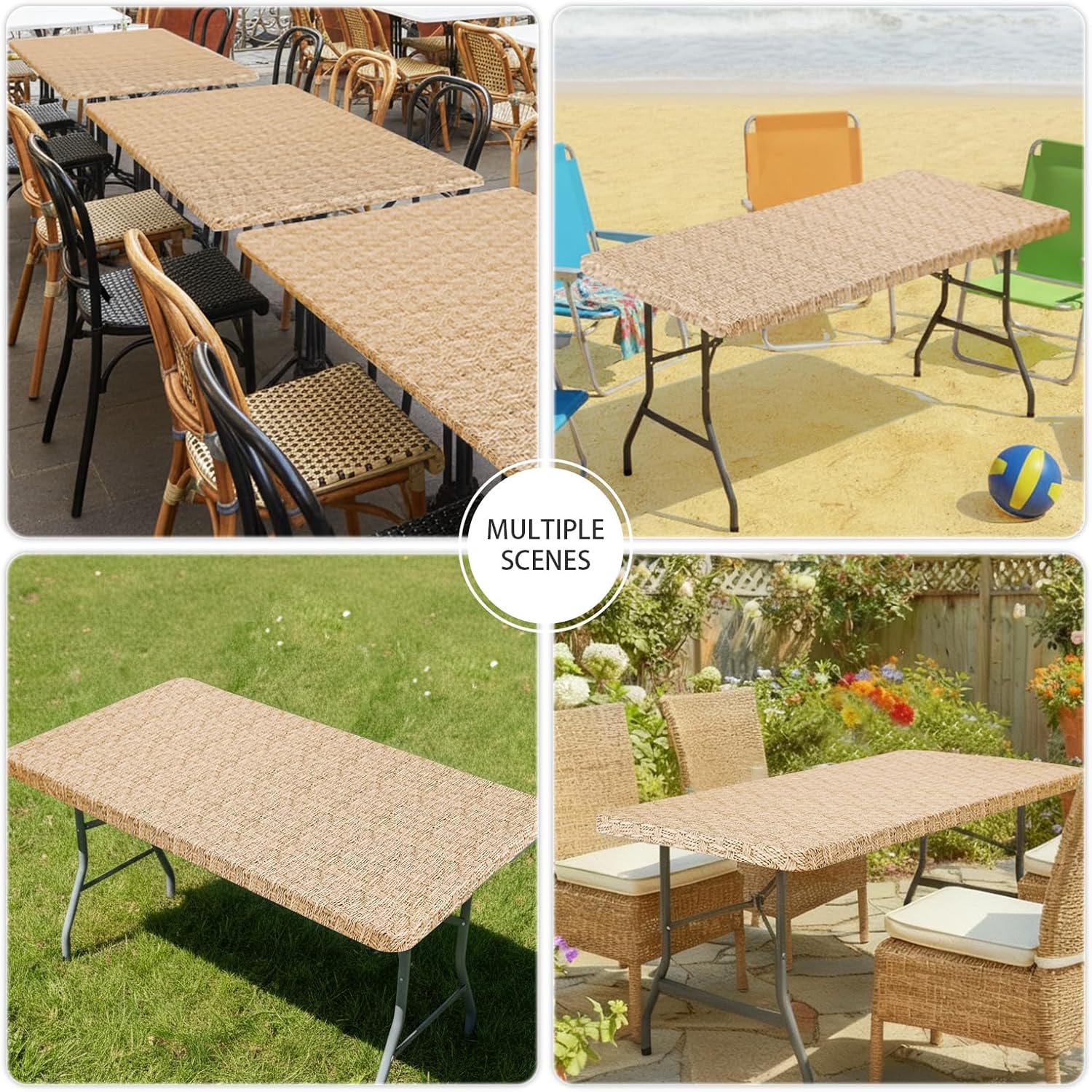 Smiry Spandex Fitted Tablecloth for 6 Foot Rectangle Tables, Washable Picnic Table Cover with Elastic, Stretch Reusable Table Cloth for Outdoor, Camping, Dining & Kitchen (Weave, 30"x72") - Image 8