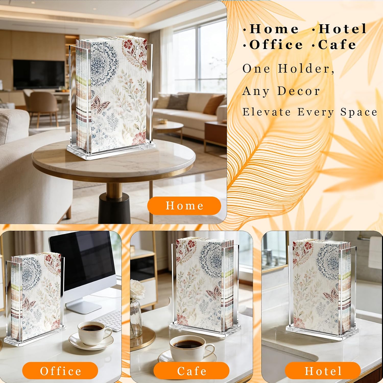 Acrylic Napkin Holder Clear Vertical Guest Towel Dispenser 4mm Thick, Waterproof Stackable Hand Towel Box for Bathroom Kitchen Dining Table Home Hotel, Modern Gift (Vertical) - Image 6