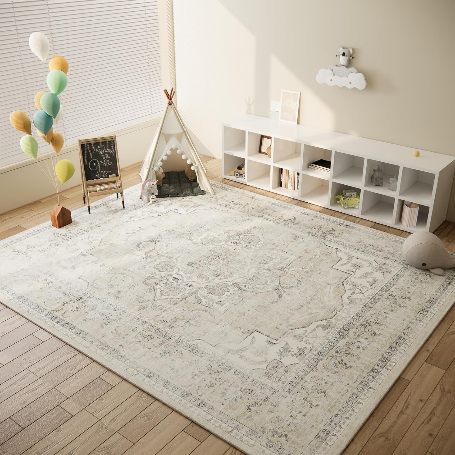 8x10 Area Rugs for Living Room: Washable Rug Non Slip Low Pile Soft Faux Wool Non Shedding Vintage Boho Large Carpet Rugs for Bedroom Dining Room Kitchen Nursery Under Table Home Office Farmhouse - Image 6