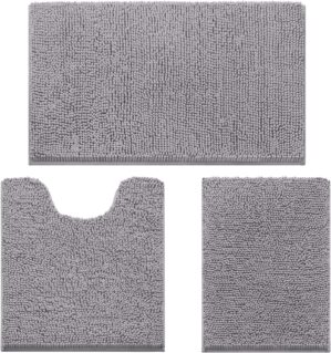 HOMEIDEAS 3 Pieces Bathroom Rugs, S...