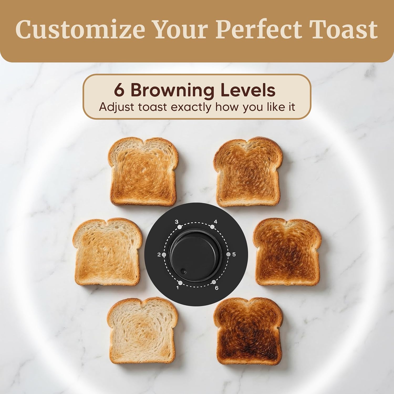 Elite Gourmet ECT-3100 4-Slice Long Slot Toaster | Extra Wide Slots for Bagels, Sourdough & Texas Toast | 6 Browning Settings | Reheat, Defrost & Cancel | Built-In Warming Rack | Stainless Steel - Image 6