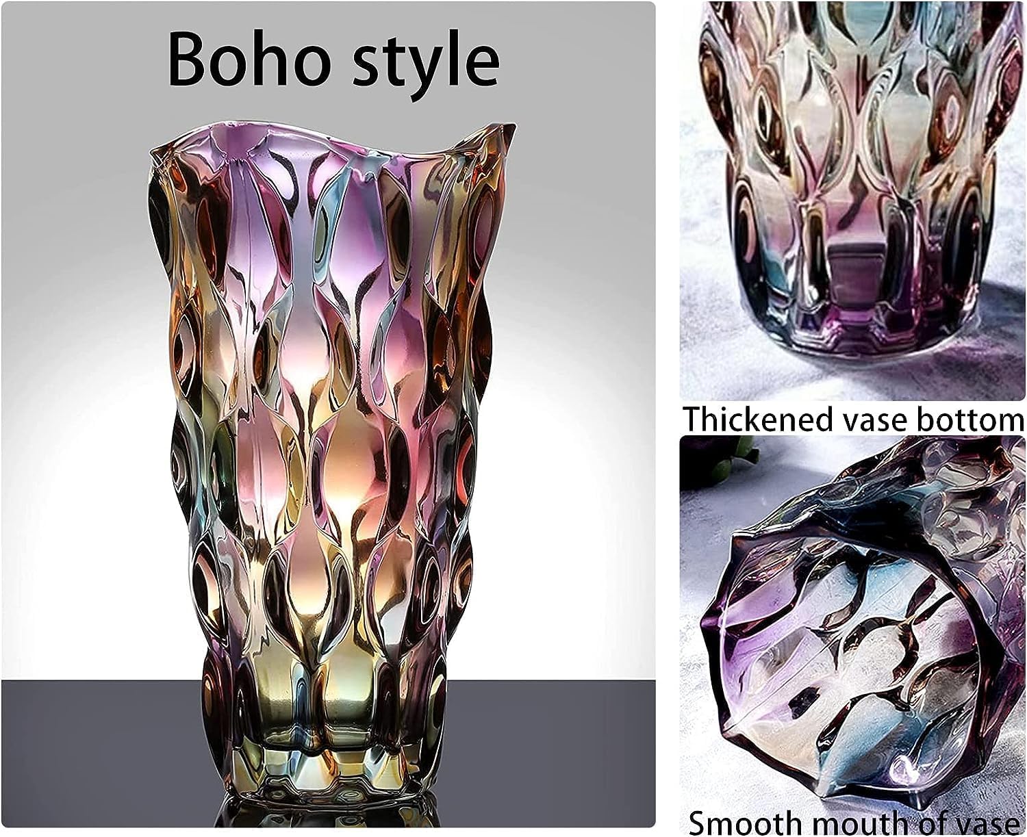 CEMABT Glass Vases for Flowers,Thickened 3.4 lb Morden vases for Tables Centerpieces, vase for Home Decor, Crystal,Colorful and Clear Rose Large Vases Christmas Day Gifts(Heavy Duty) - Image 2