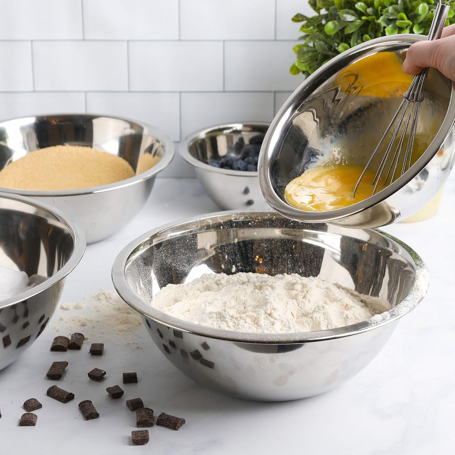 WHYSKO Meal Prep Stainless Steel Mixing Bowl (5-Piece Set) Home, Refrigerator, and Kitchen Food Storage Organizers | Ecofriendly, Heavy Duty, No Lids - Image 5