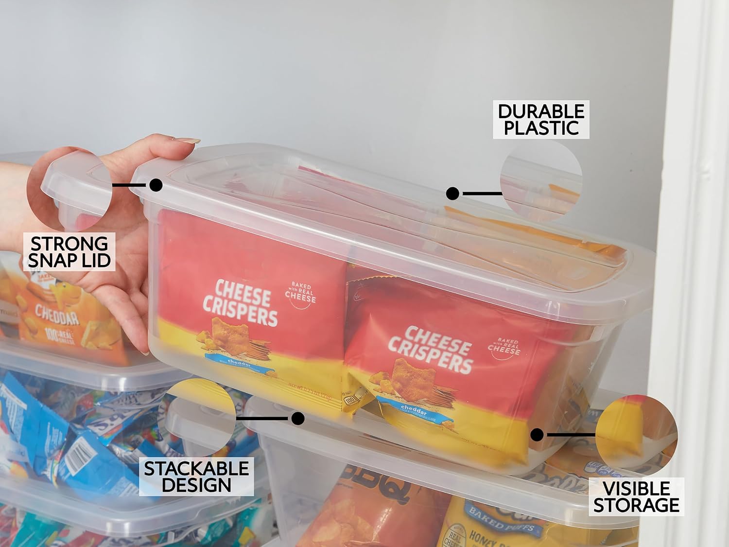 Rubbermaid Cleverstore 6 Qt Clear Storage Bins with Lids, 12-Pack, Stackable, BPA-Free, Made in USA - Image 5