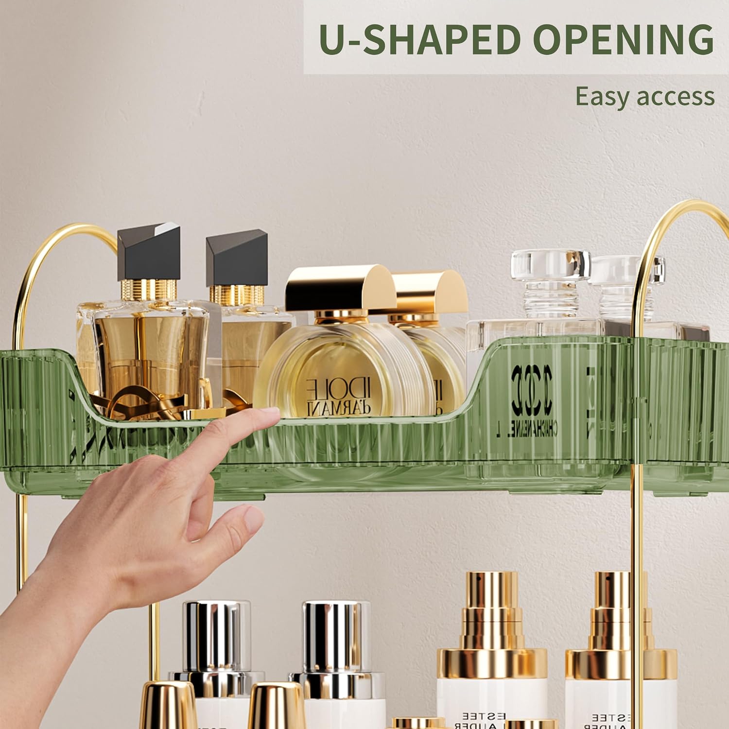 Akinbas 3 Tier Bathroom Organizer Countertop Makeup Perfume Tray Skincare Organizer for Bathroom Dresser Vanity (Green) - Image 4