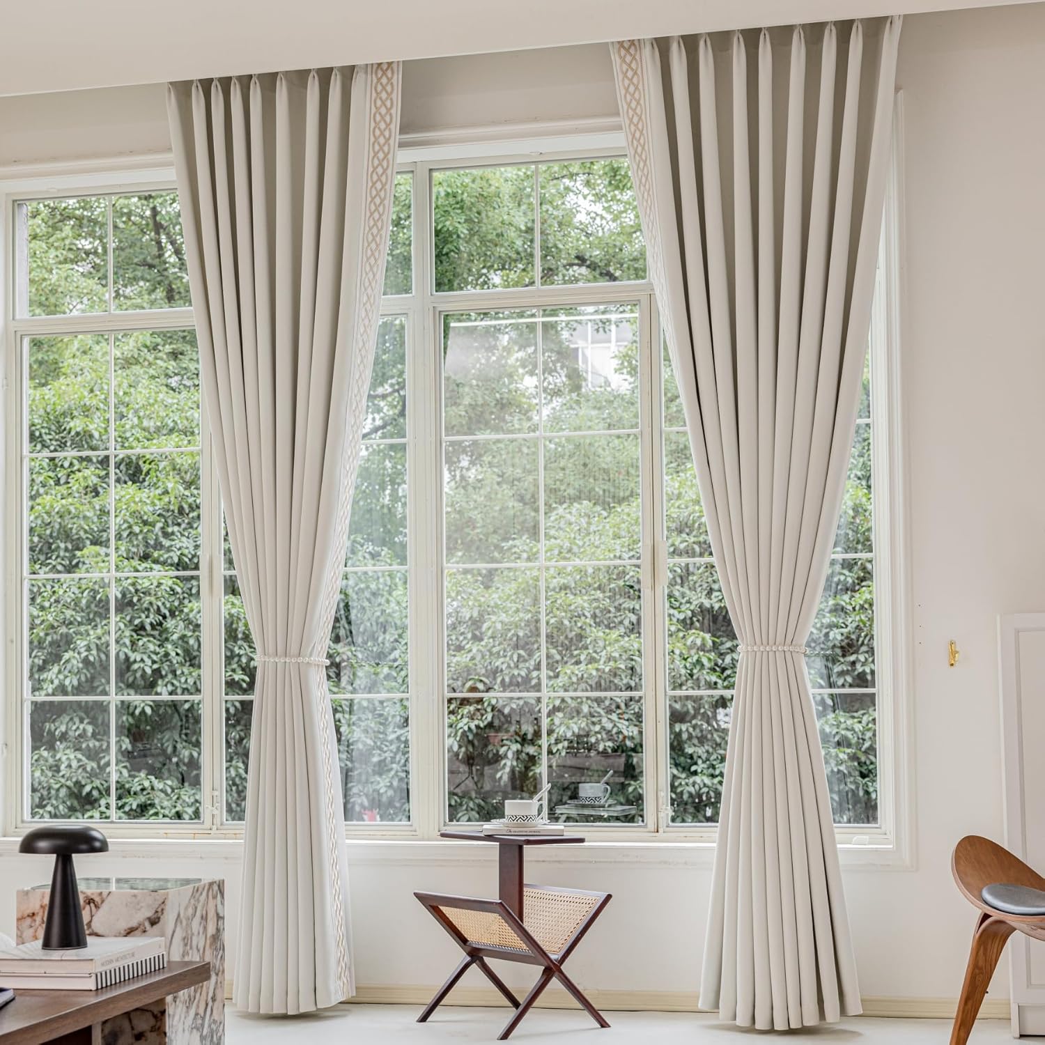VisionaryHomeDesign X Kinsey Walsh Lilly Room Darkening Velvet Curtain Pair, Pinch Pleat Memory Trained Drapes,Dense Smooth and Velvety (Soft Cream, 50” w x 96” L) - Image 2