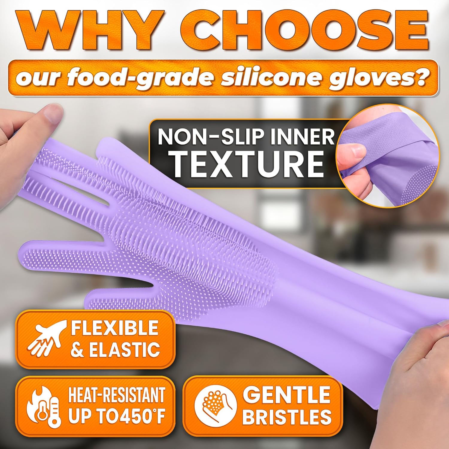 Silicone Dish Gloves with Scrubbers – Thick Tear-Resistant Dishwashing Gloves for Washing Dishes, Kitchen Cleaning, Bathroom Scrubbing & Daily Chores – Durable, Reusable Multi-Purpose Design - Image 3