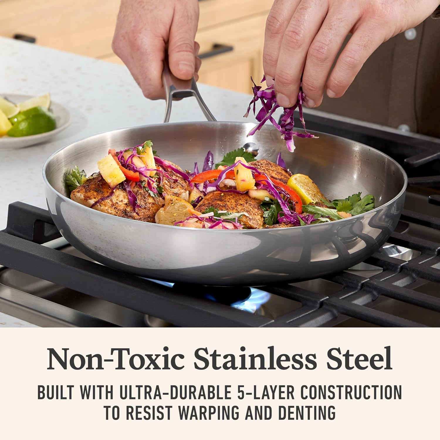 Calphalon Premier Polished 5-Ply Stainless Steel Cookware Set w/Turbo Heat Tech 3 Piece Frying Pan Set, Induction, Oven Safe 500F, Oven Safe 500F, PFOA Free, Polished Stainless Silver - Image 2