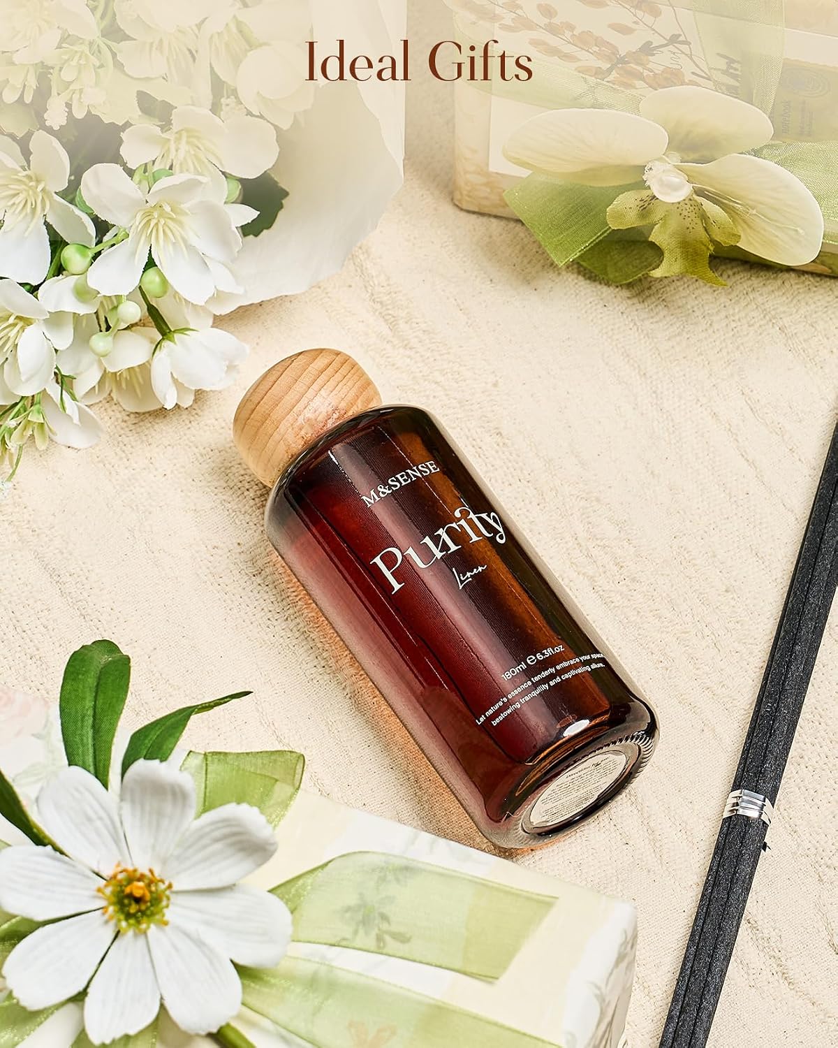 M&SENSE Sandalwood Vanilla Reed Diffuser: Upgraded Formula 6.3 fl oz Non-Toxic Aroma Set with Sticks, Long-Lasting Natural Essential Oil Gifts for Home, Bedroom - Image 7