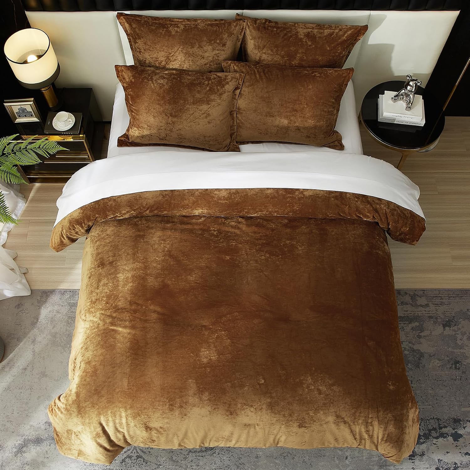 Ivellow Crushed Velvet Comforter Set Queen Lightweight Comforter 5pcs Ultra Soft Breathable Bedding Set Luxury Cozy Flannel Comforter Queen Size (1 Comforter,2 Pillow Shams, 2 Euro Shams) - Image 7