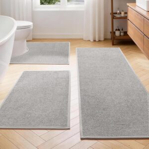 YIHOUSE Gray Bathroom Rugs Sets 3 P...
