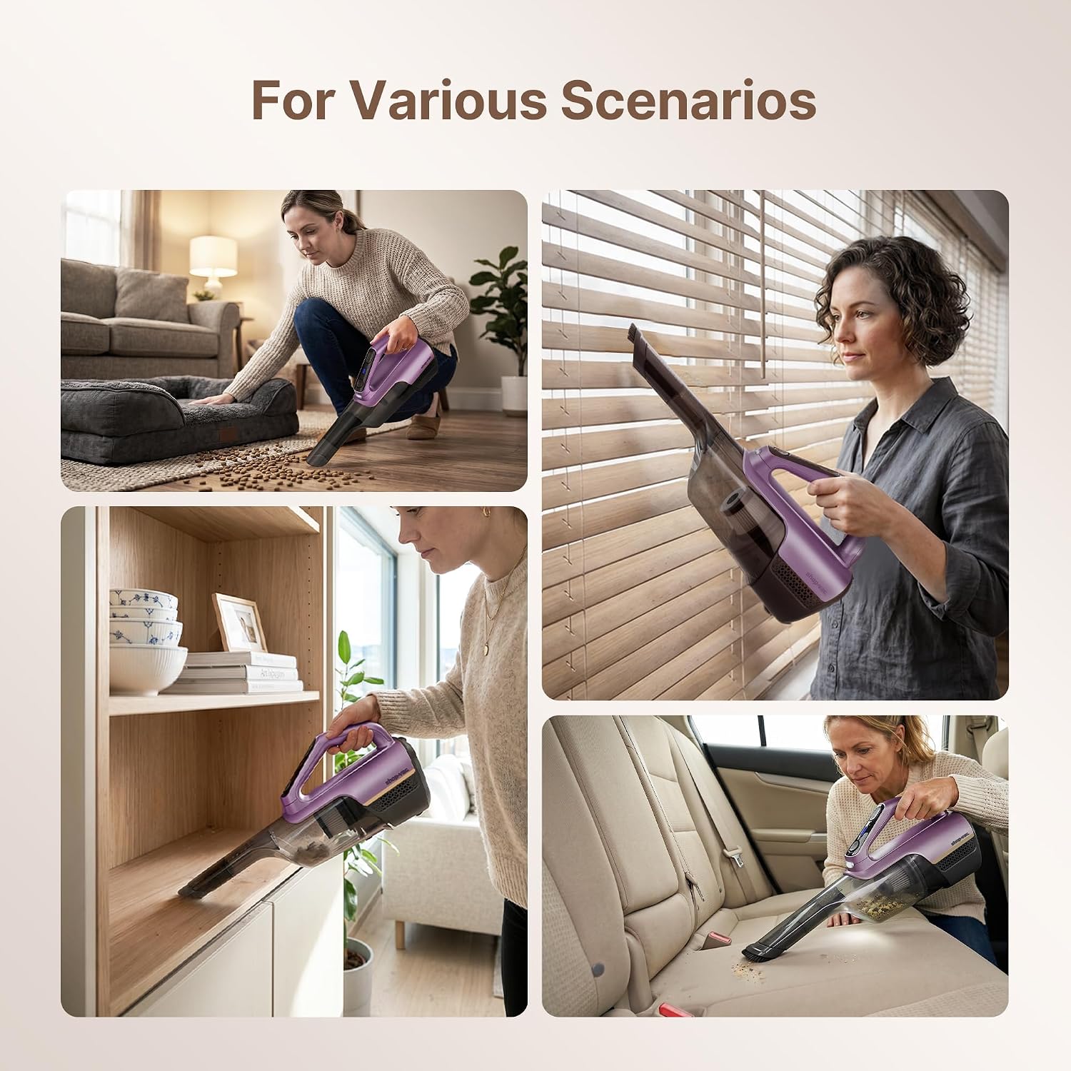 Shop-Vac S3 20V Handheld Vacuum Cordless, Dual-Speed Powerful Portable Car Vacuum Rechargeable, Wall-Mounted Lightweight Hand Vacuum for Home & Car, LED Light, HEPA Filter, Purple - Image 6