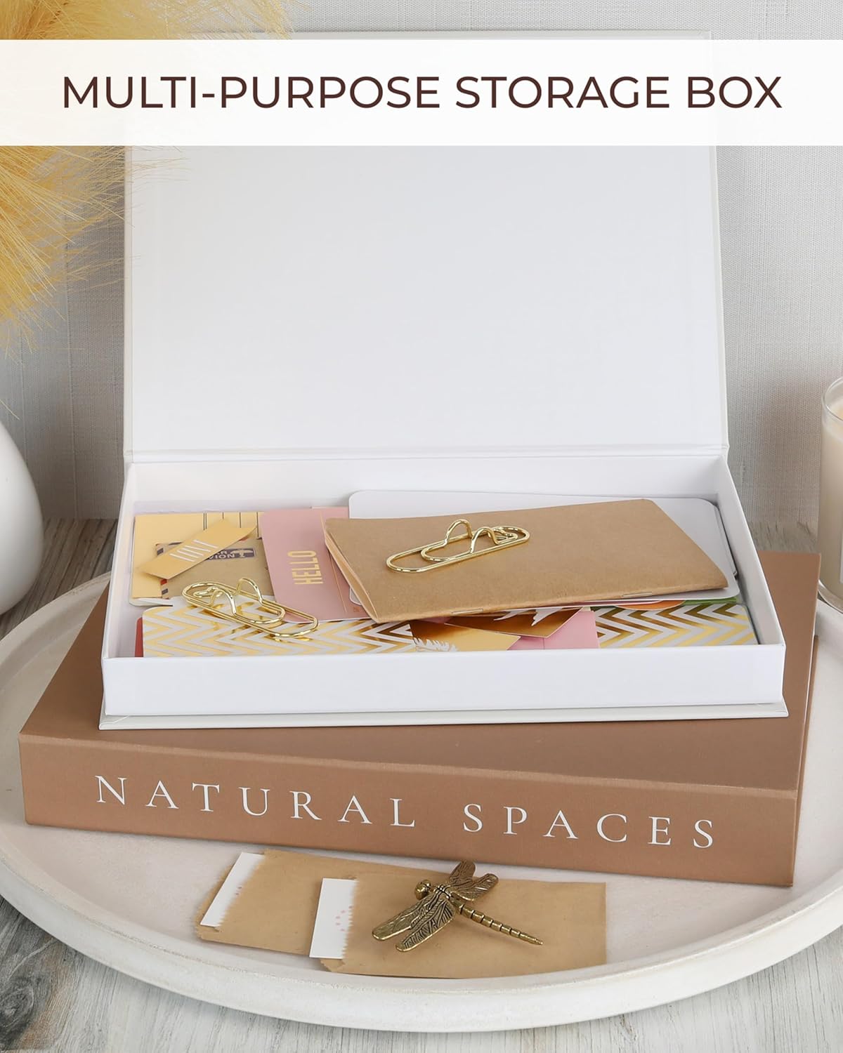 Beautiful Decorative Books - Set of 2 Boxes Enhance Your Coffee Table, Bookshelf or Mantel Shelf Decor - Aesthetic Fake/Faux Books for Modern Home Decoration, Photo Storage and as a Keepsake Box - Image 3