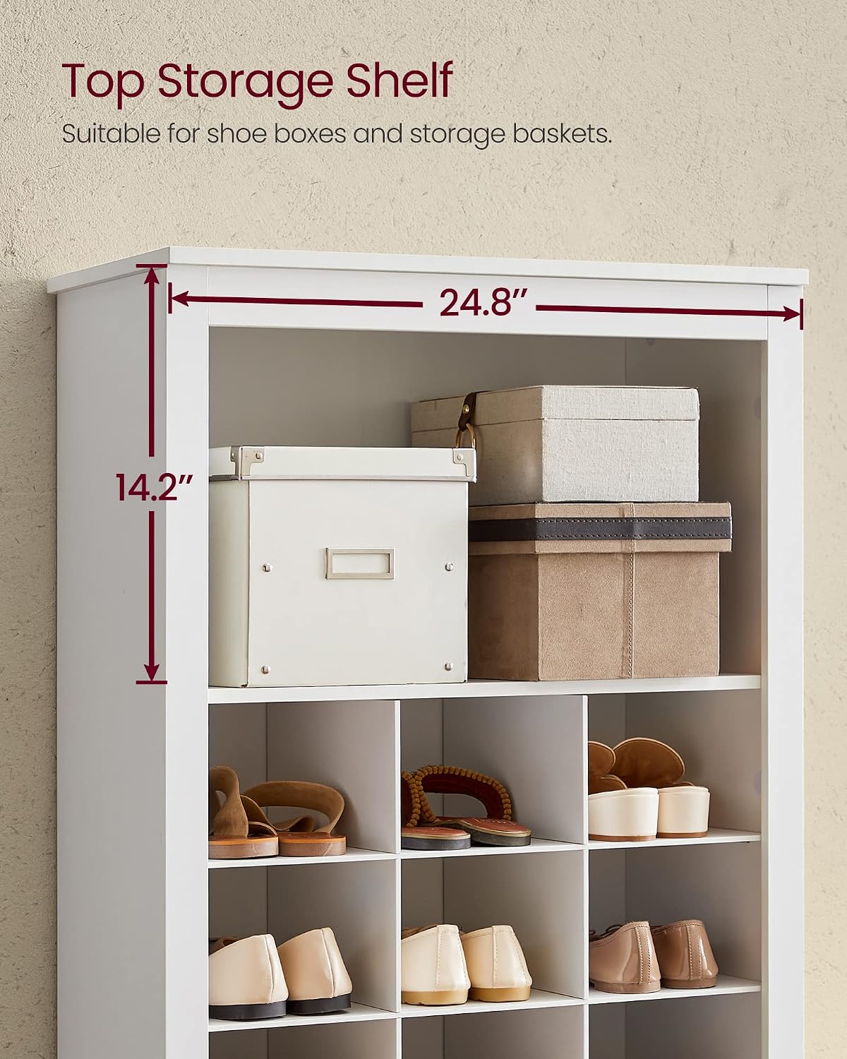 VASAGLE Shoe Storage Cabinet, 10 Tier Shoe Rack Organizer, Holds Up to 30 Pairs of Shoes, for Entryway Bedroom, 12.6 x 24.8 x 73.6 Inches, White ULBS273T14 - Image 3