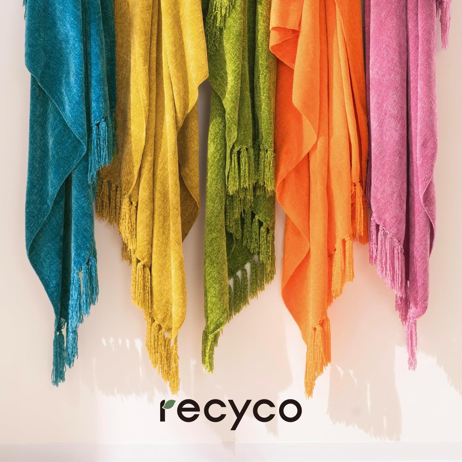 RECYCO Throw Blanket Soft Cozy Chenille Throw Blanket with Fringe Tassel for Couch Sofa Chair Bed Living Room (Teal, 50'' x 60'') - Image 6