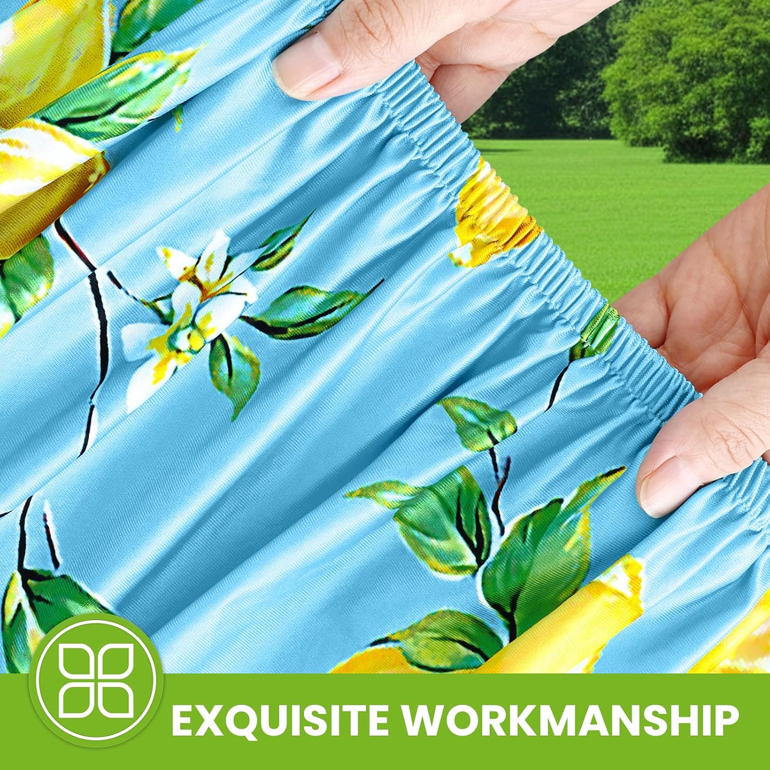Smiry Spandex Fitted Tablecloth for 6 Foot Rectangle Tables, Washable Picnic Table Cover with Elastic, Stretch Reusable Table Cloth for Outdoor, Camping, Dining & Kitchen (Lemon, 30"x72") - Image 4