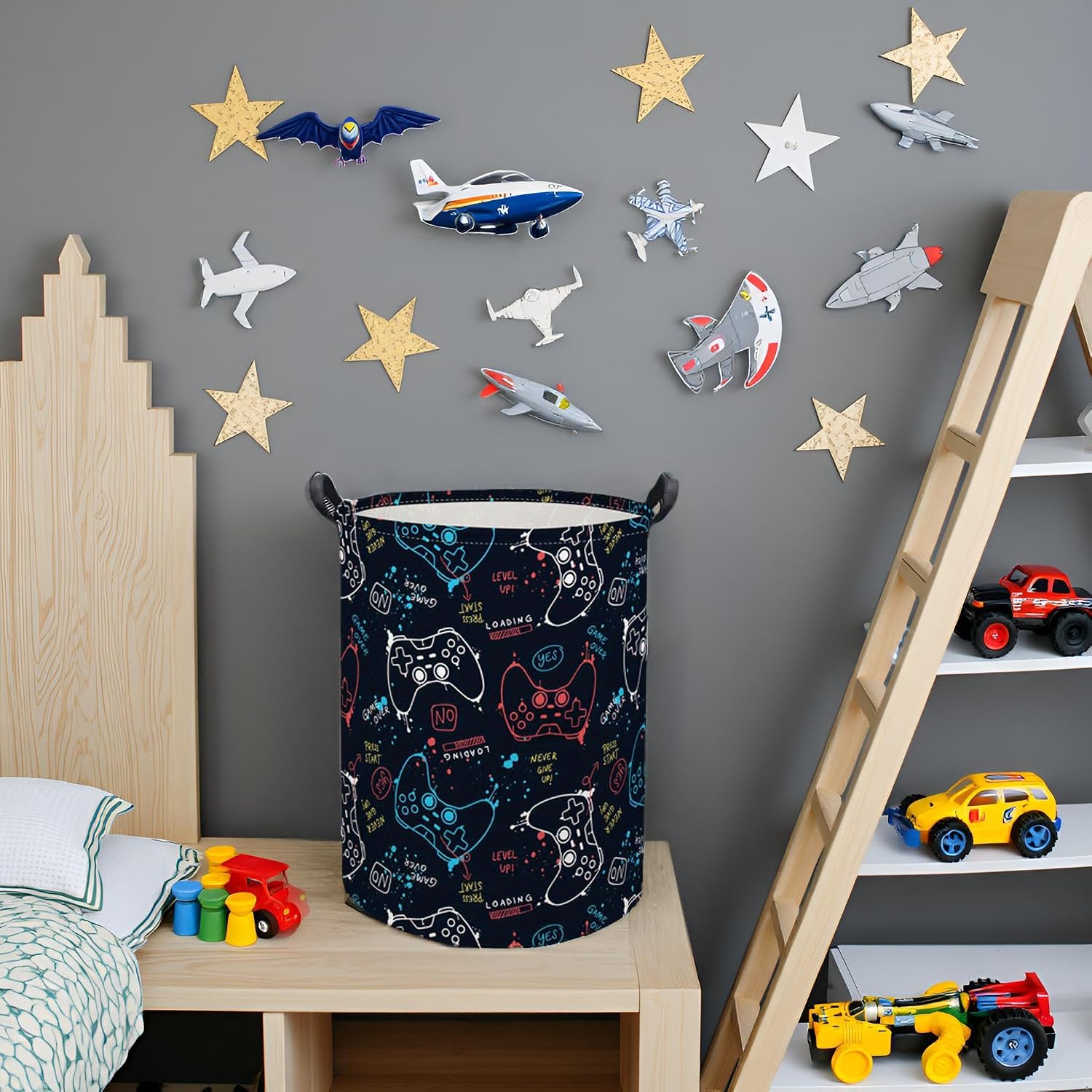 Game Laundry Basket Boys Kids Baby Laundry Hamper Dirty Clothes Organizer Toy Storage Bin Nursery Hamper for Bedroom Room Decor(Game) - Image 3