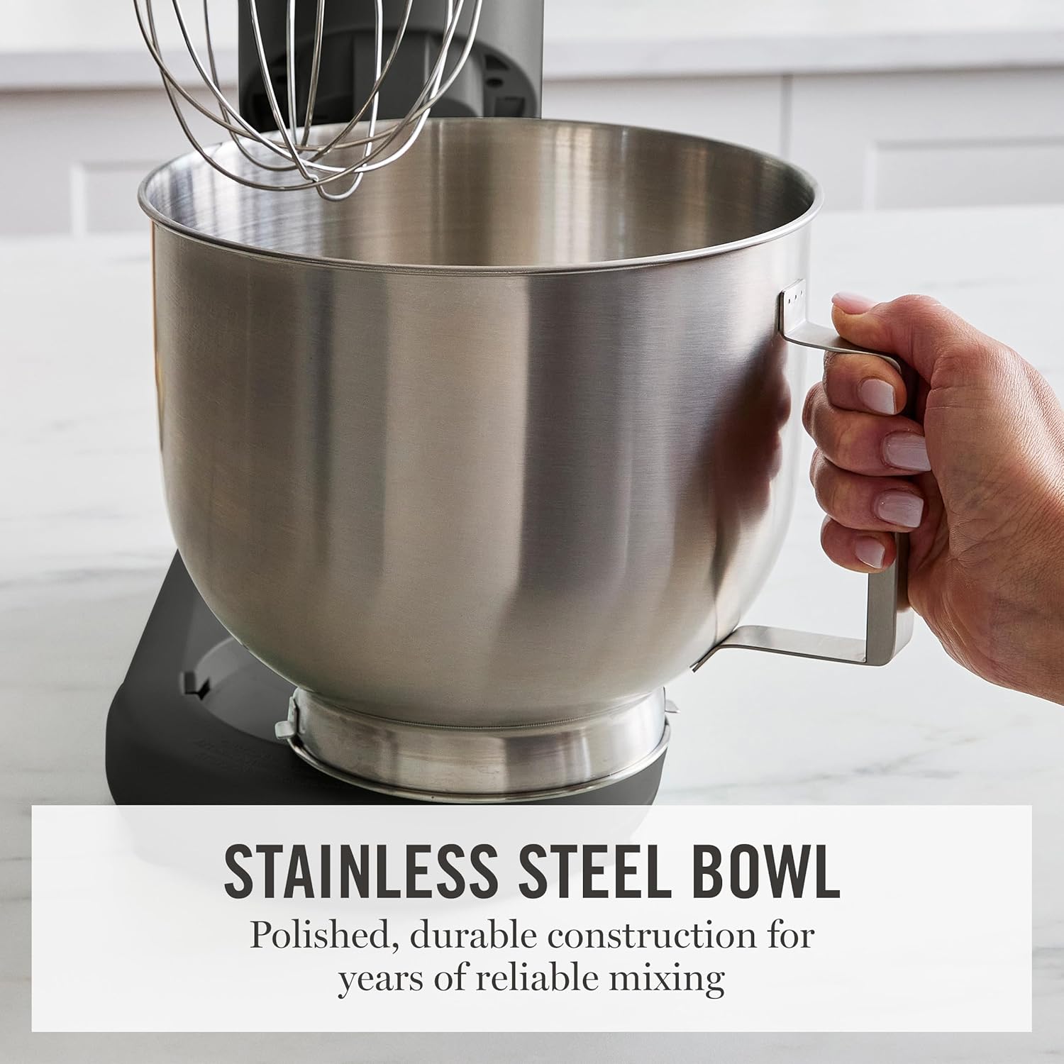 Martha Stewart 5.3Qt Stand Mixer, 12-Speed Tilt-Head Electric Kitchen Mixer with Stainless Steel Bowl, Dough Hook, Whisk & Beater, Splash Guard, Ideal for Baking Bread, Cake & Whipping, Caviar Gray - Image 6