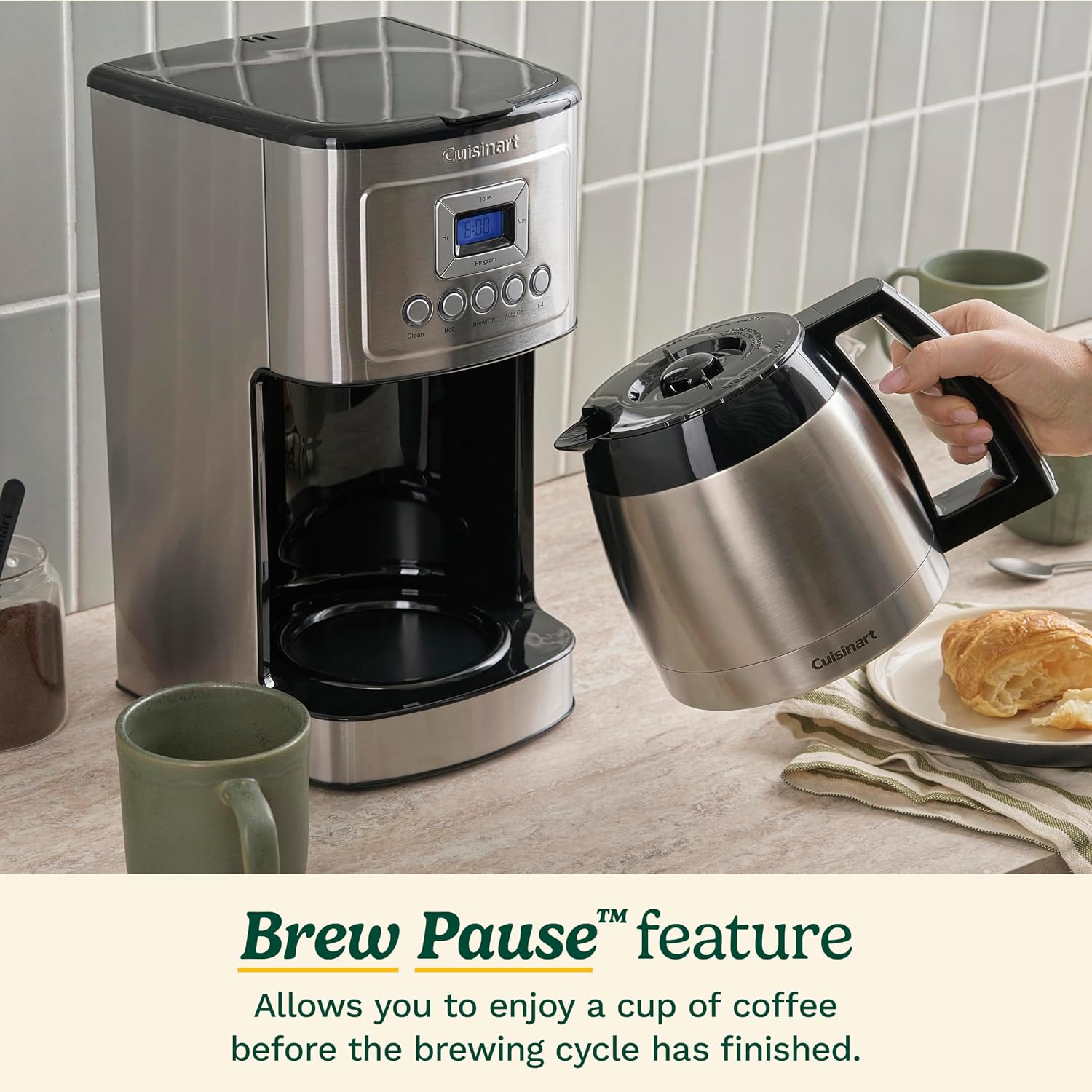 Cuisinart 12-Cup Coffee Maker, Programmable PerfecTemp Thermal Carafe Coffee Machine with 1-4 Cup Setting, Brew Strength Control and Brew Pause, Stainless Steel, DCC-3400NAS, Silver - Image 7