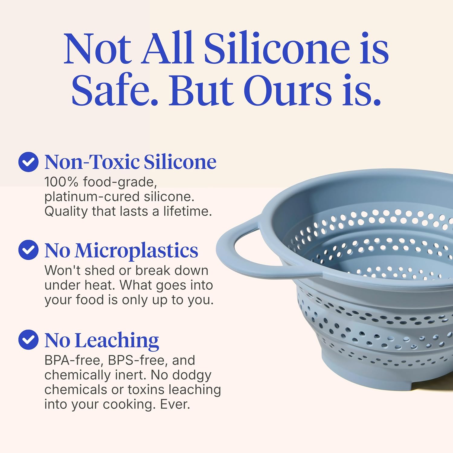 GIR Collapsible Colander for Kitchen, Silicone Strainer and Steamer, BPA-Free, Heat-Resistant, Space-Saving Collapsible Strainer with Stainless Steel Rim, Dishwasher Safe - Slate - Image 7