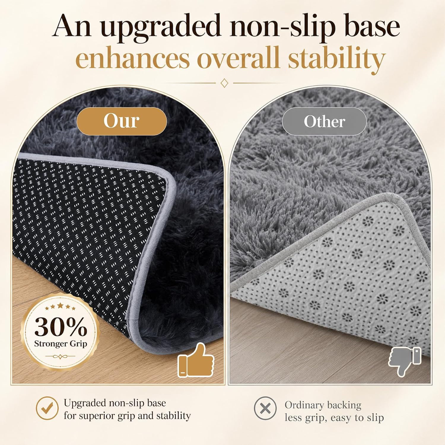 8x10 Area Rugs for Living Room Bedroom: Black Grey Soft Fluffy Shag Upgrade Non-Slip High Pile Carpet Large Fuzzy Plush Indoor Floor Decor Shaggy Rug for Kid Boys Girls Playroom Nursery Modern Home - Image 5