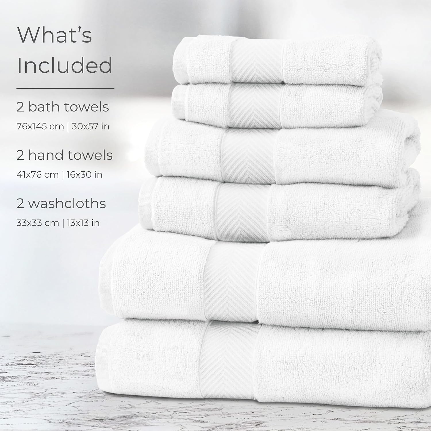 Viscose from Bamboo Bath Towels Set of 6 - Extra Plush 700 GSM Quick Dry Cotton Blend for Luxury Bathroom Comfort - Super Soft, Large, Absorbent - Chalk - Image 5