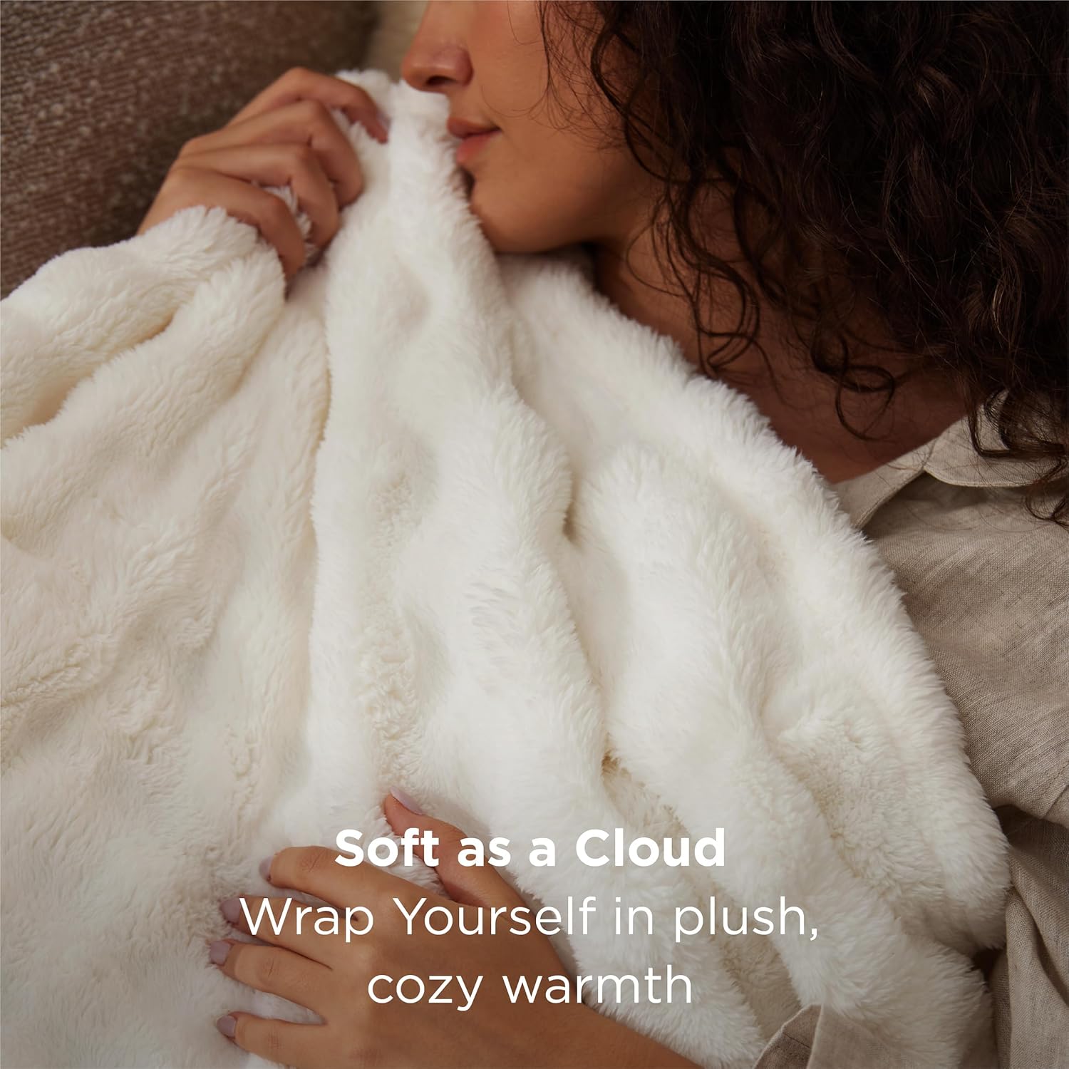 Bedsure 3D Fleece Bubble Blanket for Couch - GentleSoft Cute White Throw Blanket for Sofa Bed Room Decor - Luxury Soft Cozy Cloud Blanket Mothers Gifts for Women, Lightweight, Off White, 50"×60" - Image 2
