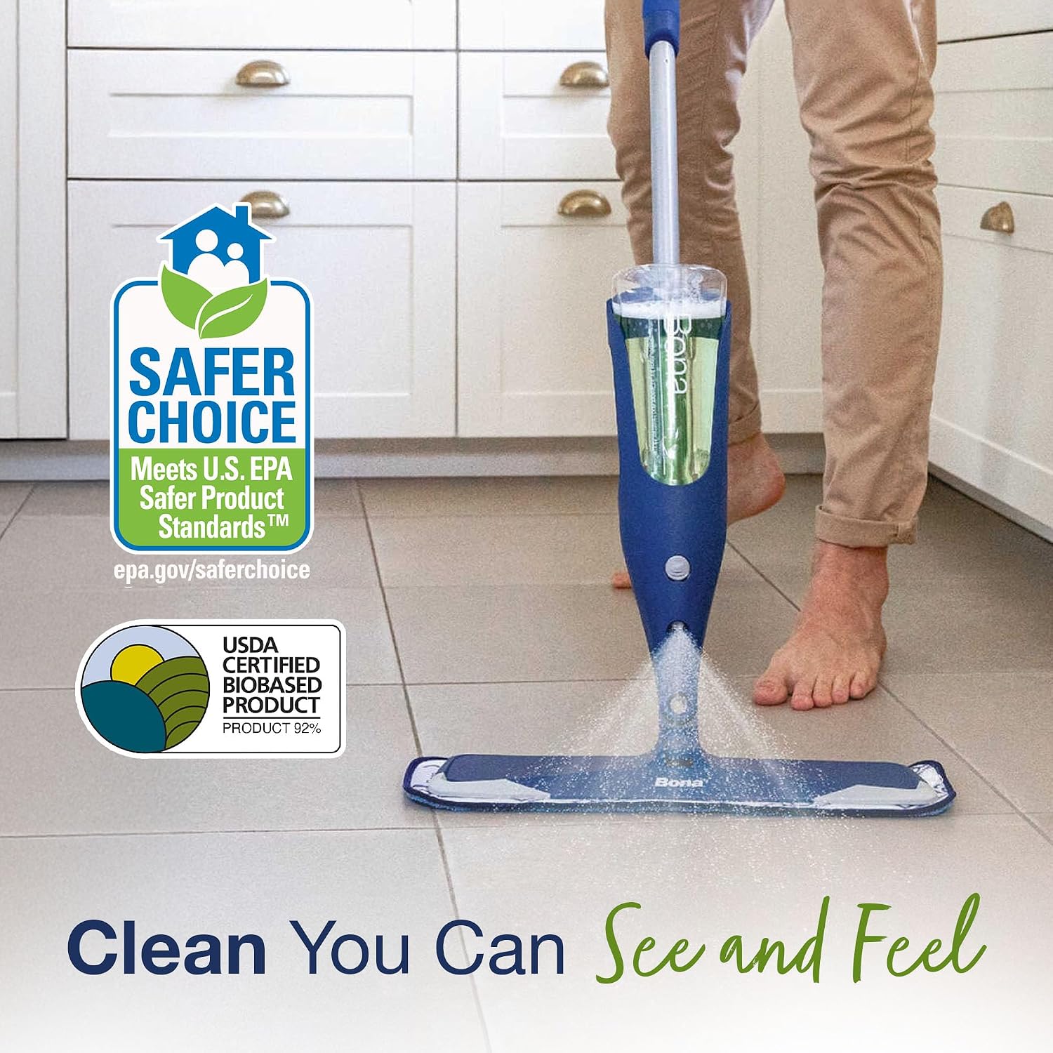 Bona Multi-Surface Floor Premium Spray Mop - Includes Multi-Surface Floor Cleaner Concentrate and Machine Washable Microfiber Cleaning Pad - For Stone, Tile, Laminate and Vinyl LVT/LVP Floors - Image 8