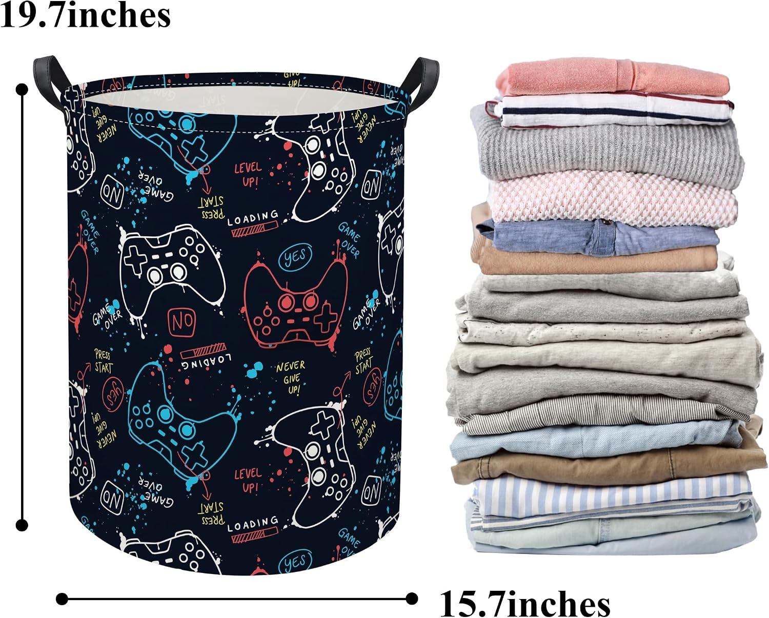 Game Laundry Basket Boys Kids Baby Laundry Hamper Dirty Clothes Organizer Toy Storage Bin Nursery Hamper for Bedroom Room Decor(Game) - Image 6