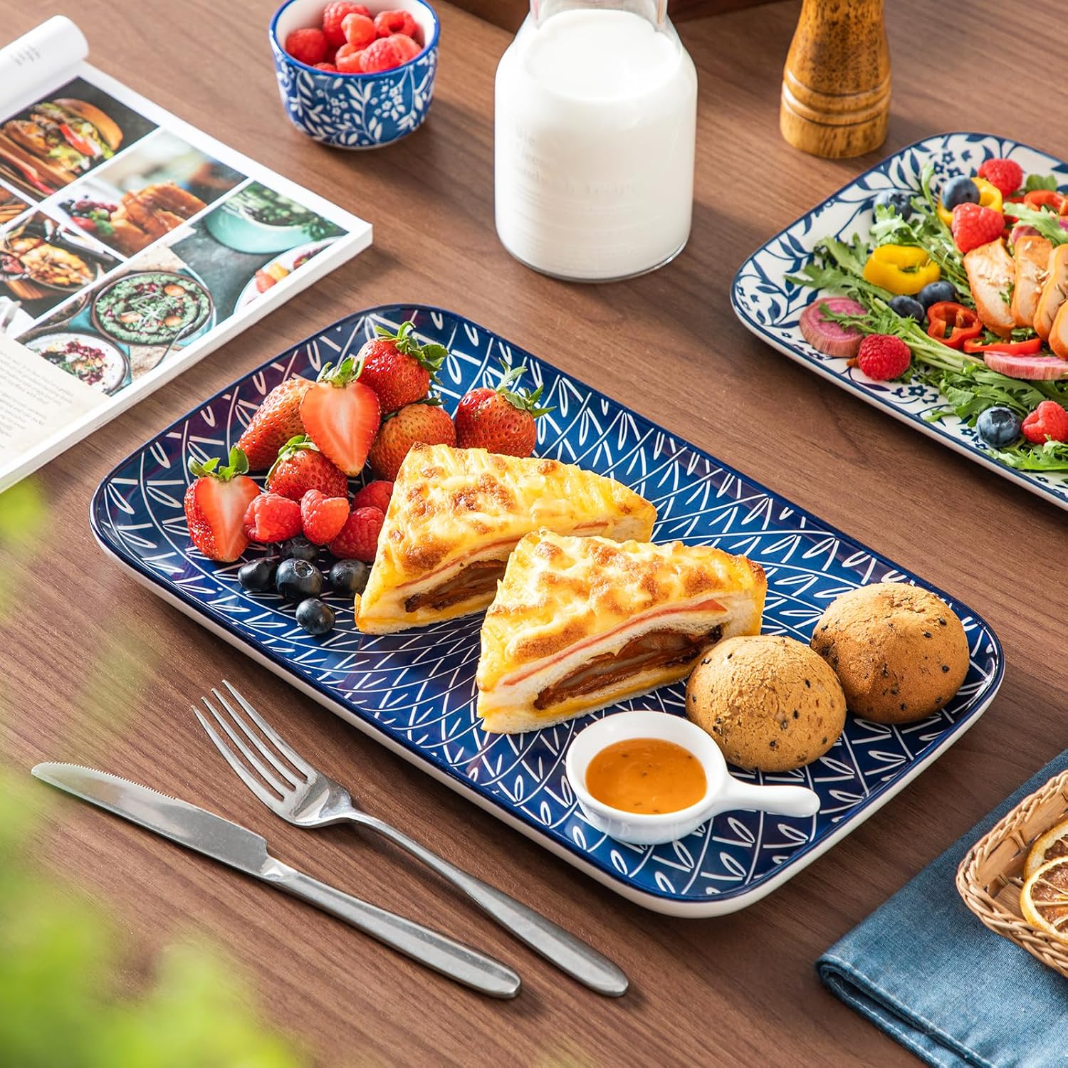 vancasso Porcelain Serving Trays for Party, Serving Platters Set of 3,Serving Dishes for Entertaining, Ceramic Party Trays and Platters for Serving Food, 16"/14"/12" Inch, Series SELENE - Image 3