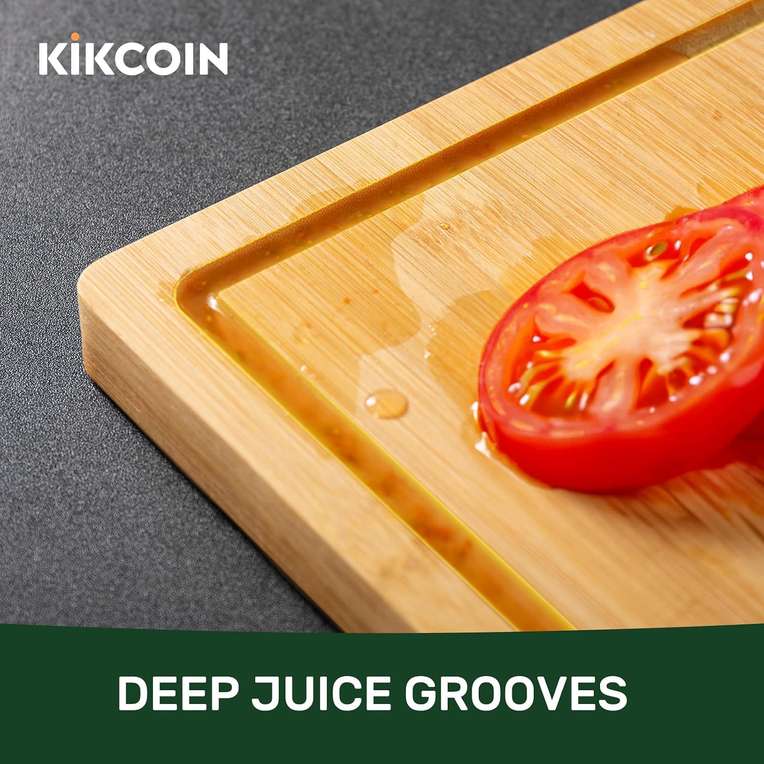 Kikcoin 17”×11” Bamboo Cutting Boards for Kitchen, Healthy Wooden Cutting Boards for Kitchen, Charcuterie, Extra Large Chopping Boards with Deep Juice Groove, Fathers Day Gift for Men, Natural - Image 4