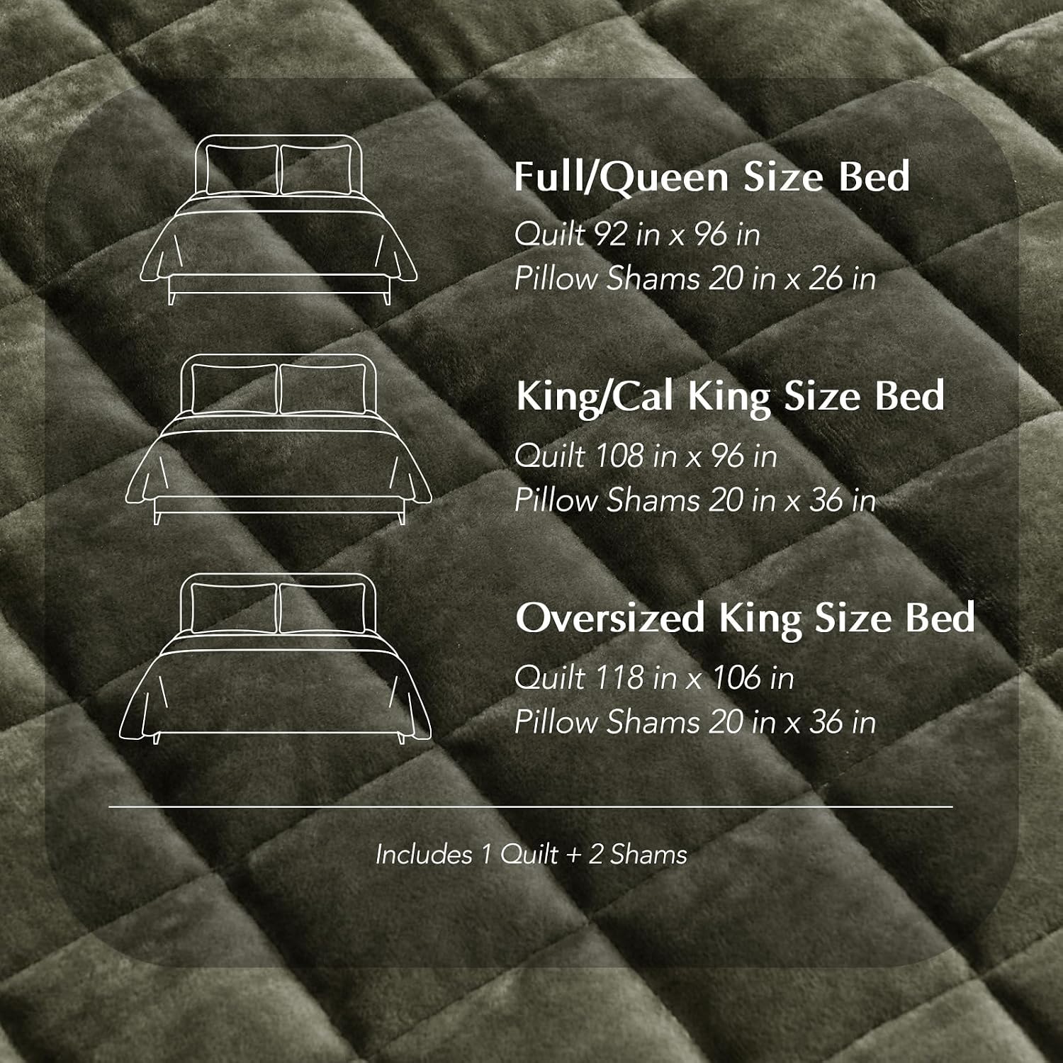 RECYCO Luxury Velvet Quilt Set King Size, Lightweight Velvet Comforter Set, Oversized Bedspread Coverlet Quilted Bedding Set, with 2 Matching Pillow Shams, for All Season, Olive Green - Image 8