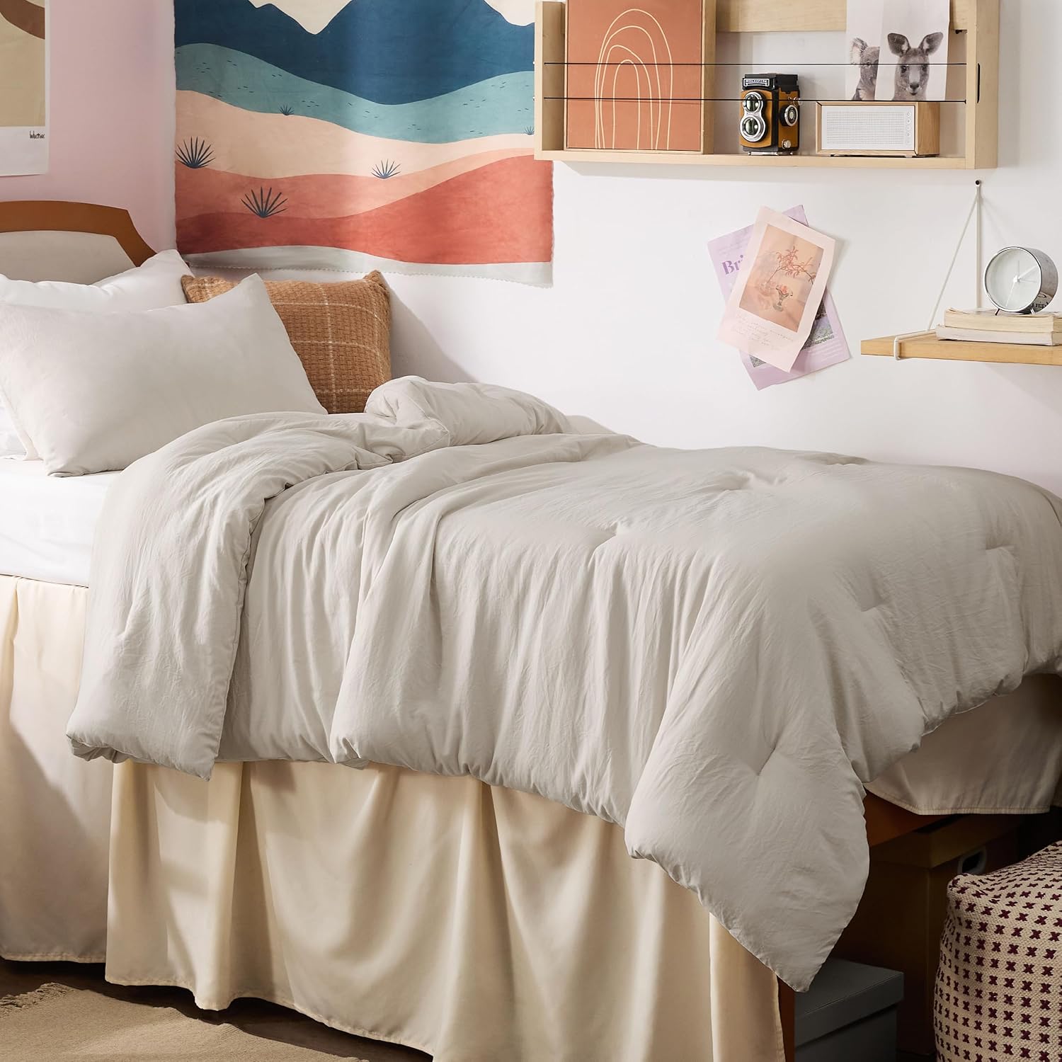 Bedsure Twin/Twin XL Comforter Set, Beige Soft Prewashed Bedding for All Seasons, 2 Pieces GentleSoft™ Bed Set, 1 Lightweight Comforter (68"x88") and 1 Pillowcase (20"x26") - Image 2
