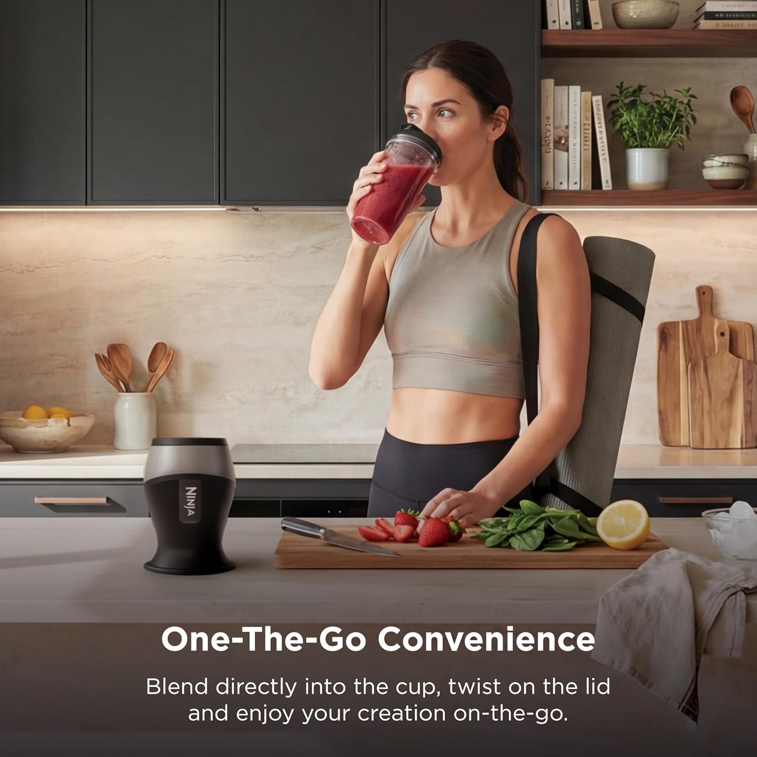 Ninja Fit Compact Personal Blender | For Smoothies, Shakes & Frozen Drinks | (2) 16-oz. To-Go Cups with Spout Lids | 700-Watt Countertop | Black | QB3001SS - Image 4