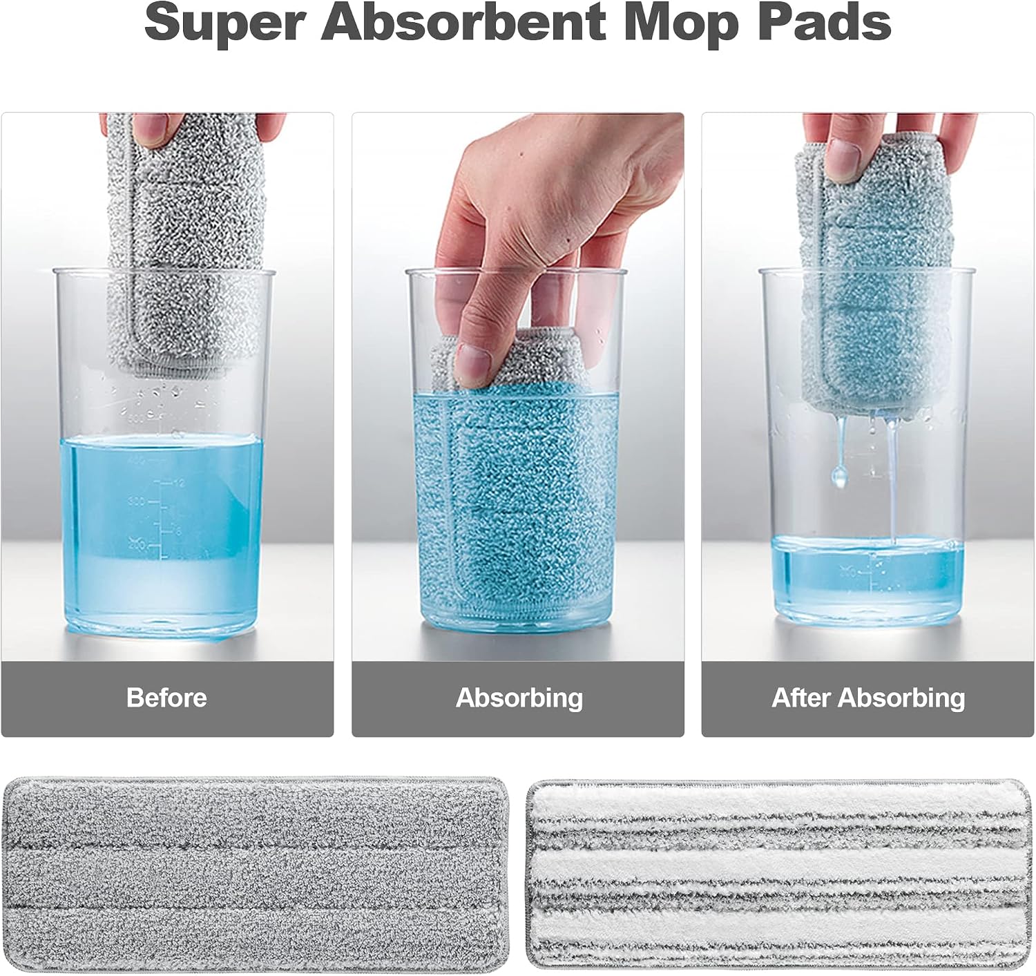 JOYMOOP Microfiber Mop Replacement Pads, 4-Pack 13" × 4.9", Dual Grey & Stripe Pads for Wet & Dry Cleaning, Compatible with Microfiber Flat Mop Heads, Machine Washable, Durable and Scratch-Free - Image 6