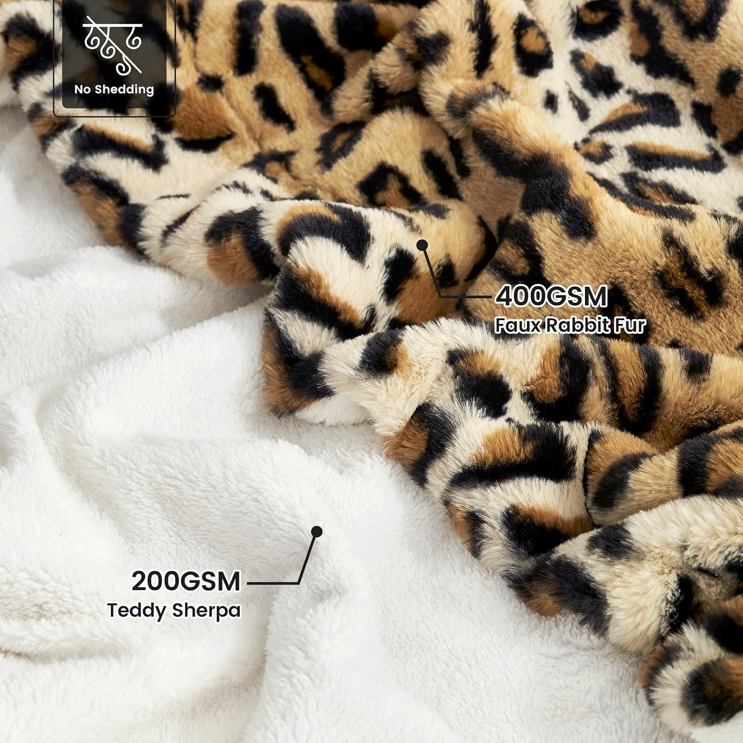 Cozy Bliss Luxury Faux Fur Throw Blanket Leopard Print, Non Shedding Double Sided Sherpa Blankets Super Soft Fluffy Thick Warm Throws Home Decor for Couch Bed Sofa Women,50"*60"Inches Brown Leopard - Image 8