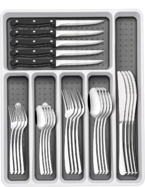49-Piece Silverware Set with Organi...